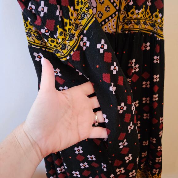 Free People Charlotte Sleeveless Top Size L Mixed Print Tunic Boho Festival - Picture 6 of 10